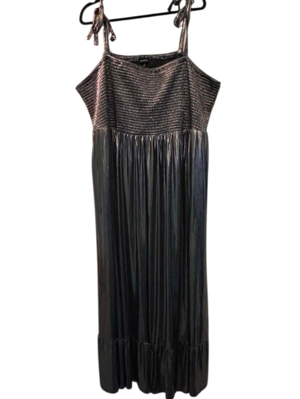 torrid Black Metallic Ribbed Bodice Maxi Dress with Tie Straps